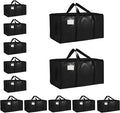 12 Pack-Extra Large Heavy Duty Moving Bags - Waterproof Storage Totes with Handles & Zippers, Foldable for College Dorm, Storage (Black) by Unknown