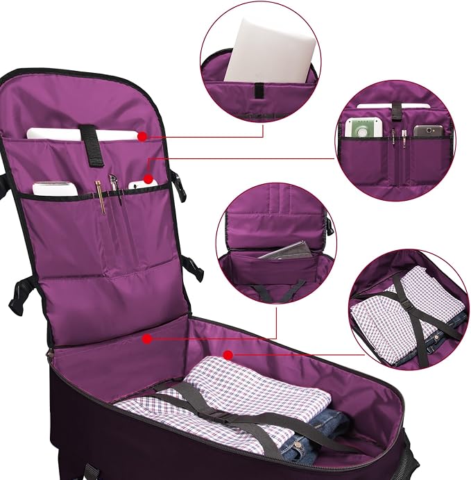 Lightweight Travel Backpack Hiking Daypack Laptop Bookbag, 17L Carry-on Personal Item Weekender Overnight Bag Unisex, Eggplant - Image 3