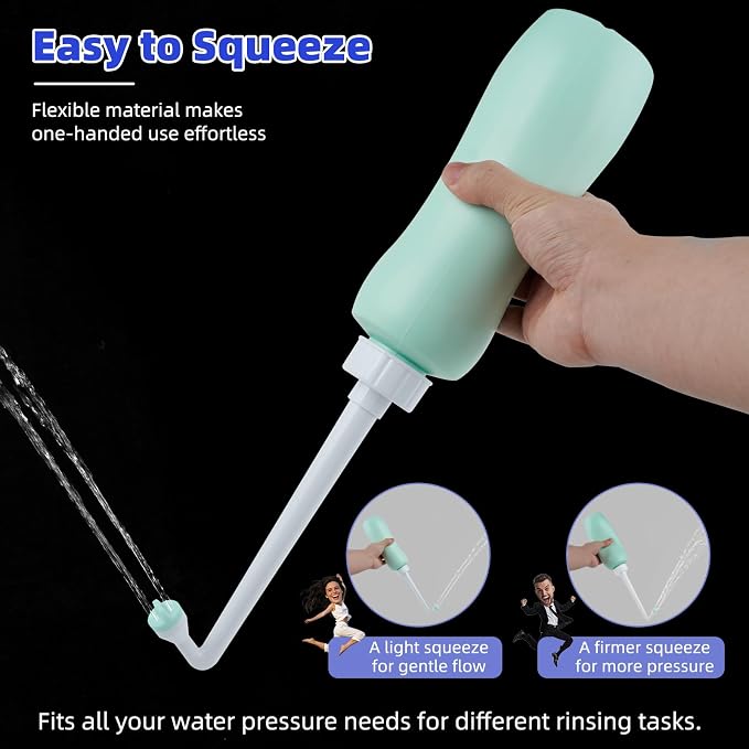 Hibbent Portable Bidet Sprayer and Travel Bidet with Hand Held Bottle for Personal Cleansing, Extended Nozzle Spray for Childbirth, Personal Hygiene, Outdoor, Camping with Travel Bag- 22oz/ Green - Image 3