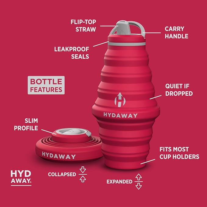 HYDAWAY 25oz Collapsible Water Bottle, Packable Leakproof for Travel | Large capacity design. Folds flat for carry-ons, day bags, hiking packs. Leakproof, BPA-free. - Image 5