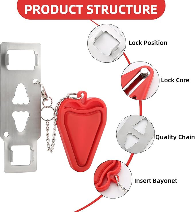 Portable Travel Door Lock, No Tool Hotel Door Latch, Red, 1 Pack | Stainless Steel Lock Plate, Installs At The Door Latch Without Tools, Compact Design For Hotels, Apartments And Dorm Rooms - Image 2