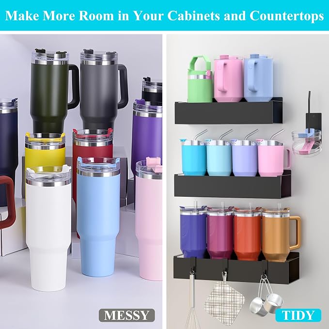 HuggieGems Metal Magnetic Water Bottle Holder for Refrigerator, Cup Holder Organizer for Stanley and Tumbler for Kitchen, 3 Pack, Jet Black - Image 7