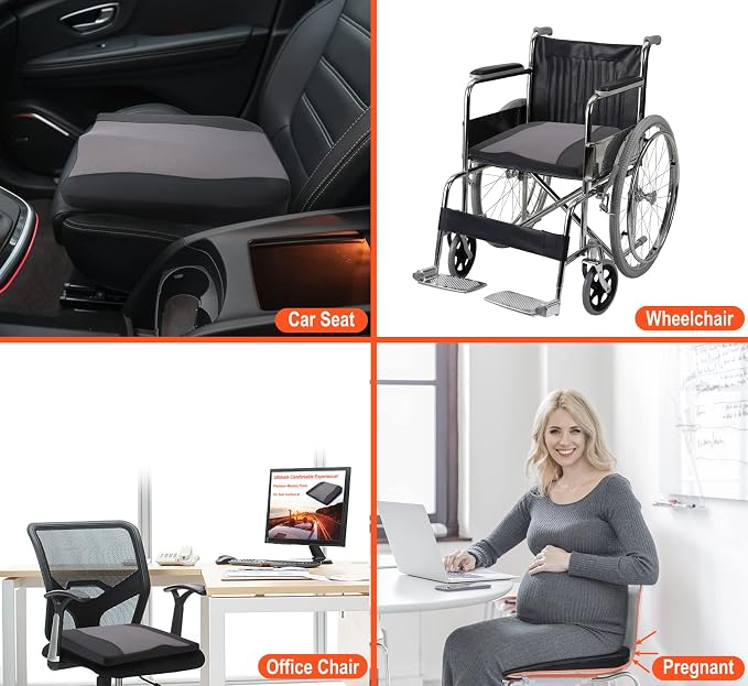 Lofty Aim Car Seat Cushion, Memory Foam Car Seat Cushions for Long Driving | Comfy Car Seat Pillow for Pain Relief, Driver Seat Cushion Adds Height, Butt Cushion for Car, Truck, Office Chair, B&G - Image 6