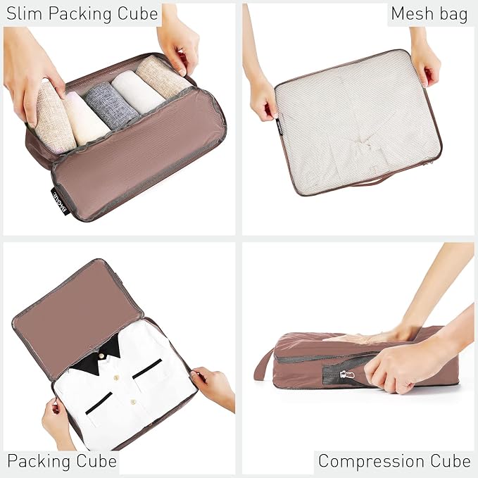 Bagail Ultralight Compression Cubes 7 Set - 3 Packing Cubes, 3 Organizers, and 1 Shoe Bag - Image 3