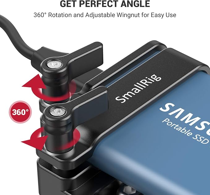 SMALLRIG Mount Bracket SSD Holder for Samsung T5 SSD with 1/4”-20 Threads, Compatible Cage for BMPCC 4K & 6K and for Z CAM, Compatible with iPhone 15 Pro Max Phone Cage (NEW Version) - Image 5
