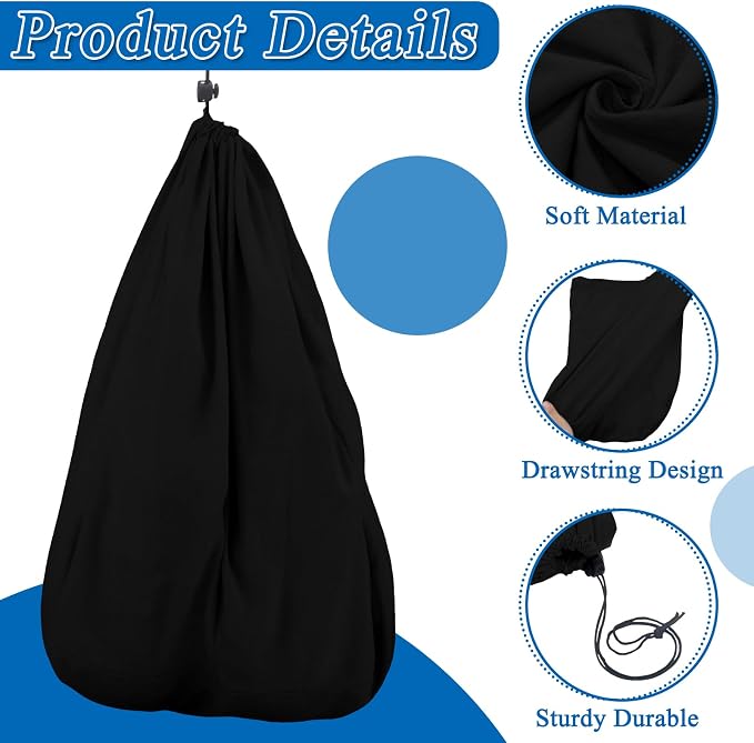 4 Pcs Travel Shoe Bags Spandex Shoes Pouch with Interior Divider and Drawstring for Women Men Luggage Packing (Black) - Image 3