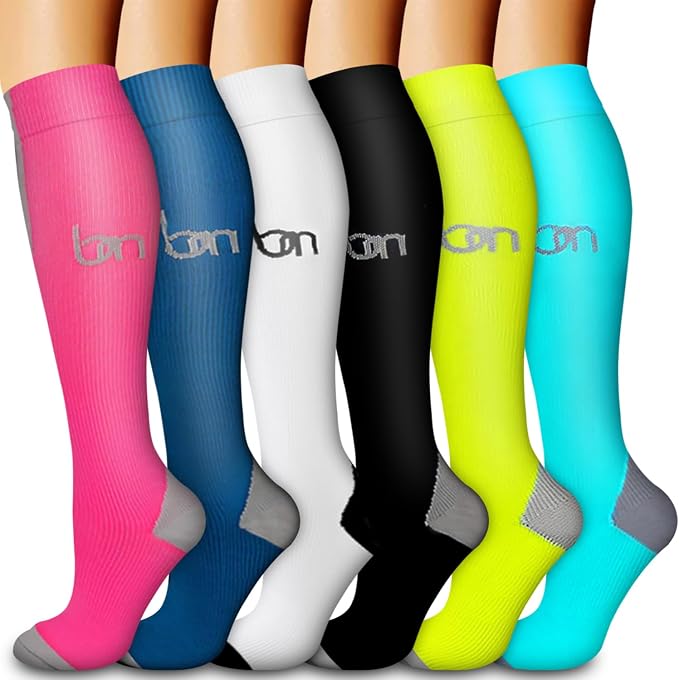 Compression Socks for Women & Men Circulation(6 pairs)-Graduated Supports Socks for Running, Athletic Sports by LaiteHebe