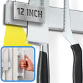 12" Premium Magnetic Knife Holder for Refrigerator (Double-Sided Heavy-Duty Magnets) - Upgraded Strip for Strong Fridge Mount - Clear Up Counter Space - 304 Anti-Rust Stainless Steel (Upgraded Design) by HMmagnets