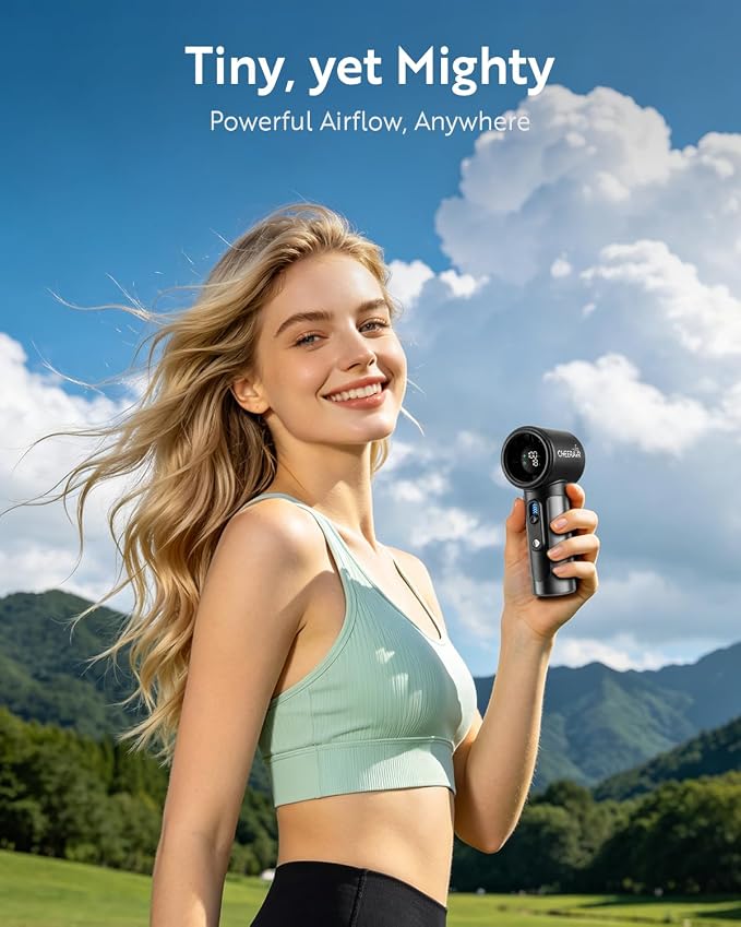 Handheld Portable Fan, 5000mAh Rechargeable Powerful Mini Fan | Up to 18 Hours Runtime, Smart LED Display, 0-100 Adjustable Speed, Pocket Turbo Personal Fan for Makeup, Travel, Outdoor - Image 6