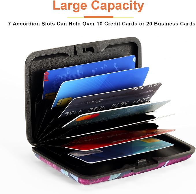 Mayski Credit Card Holder for Women RFID Blocking Wallet, Rose | Card Wallets for Women Small Mini Business Metal Accordion Aluminum Alloy Hard Case for Men - Image 4