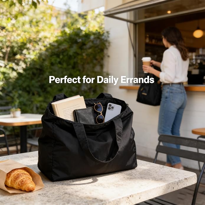 Reusable Grocery Bags, Foldable Tote Bag with Key Ring – Portable Packable Shopping Bag for Daily Use | Packable - Image 2