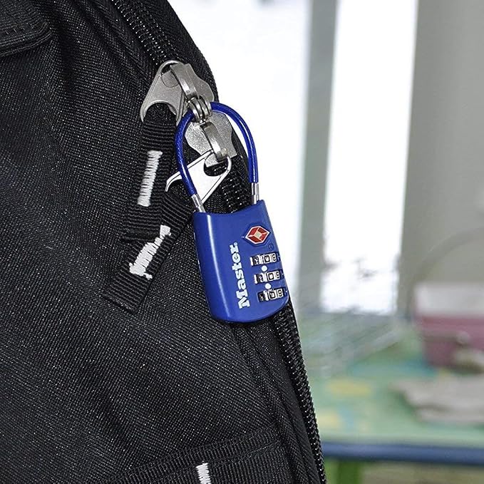 Master Lock Blue Set Your Own Combination TSA Approved Luggage Lock, Travel Zipper Padlock is Perfect for Suitcases, Bags, or Backpacks, 4688BLUEC - Image 9