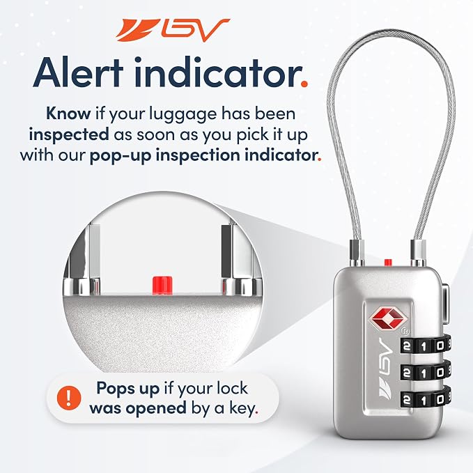 TSA Accepted Luggage Travel Lock, Set-Your-Own Combination Lock for School Gym Locker, Luggage Suitcase Baggage Locks, Filing Cabinets, Toolbox, Case (Silver, 2 Pack) - Image 3