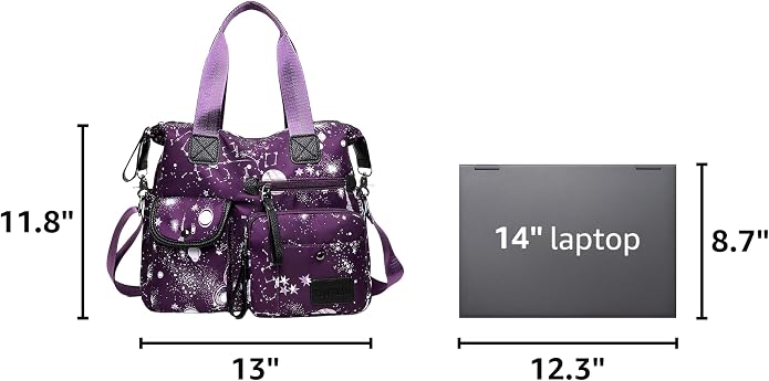 Tote Bag for Women,Multi Pockets Shoulder Handbag,Nurse Bag for Work,Large Cross body Purse,Fashion Nylon Top Handle Satchel - Image 3