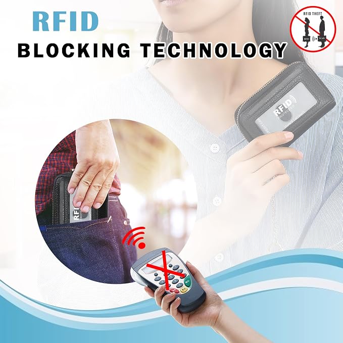 imeetu Rfid Credit Card Holder, Businese Card Case, Wallet for Women Men | Genuine Leather Card Wallet with id Window, Keychain & Double Zipper, Water-resistan Small Wallet with Gift Box, Daily Travel - Image 7
