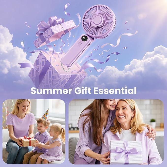 Portable Handheld Fan, 10000mAh Rechargeable 6-Inch Personal Fan for Travel | Ultra Quiet Foldable Desk Fan, 5-Speed Battery Operated Fan with Up to 40H Runtime and Digital Display for Travel and Makeup - Image 11