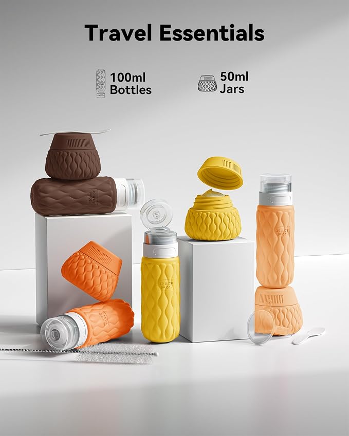 Travel Bottles for Toiletries Silicone Travel Size Containers 3.4oz 1.7oz | Travel Essentials TSA Approved Leakproof Refillable Squeeze Bottles with Labels/Clear Bag for Shampoo, Conditioner, Creams - Image 2