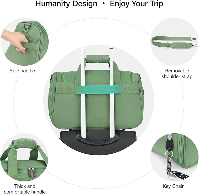 Hanke Small Underseat Carry On Luggage Bags for Travel with 10 Pockets. | Airline Approved Foldable Personal Bag w/ Luggage Sleeve; Tote Duffle & Bento Bag, Flight Attendant Weekender for Men & Women - Image 6