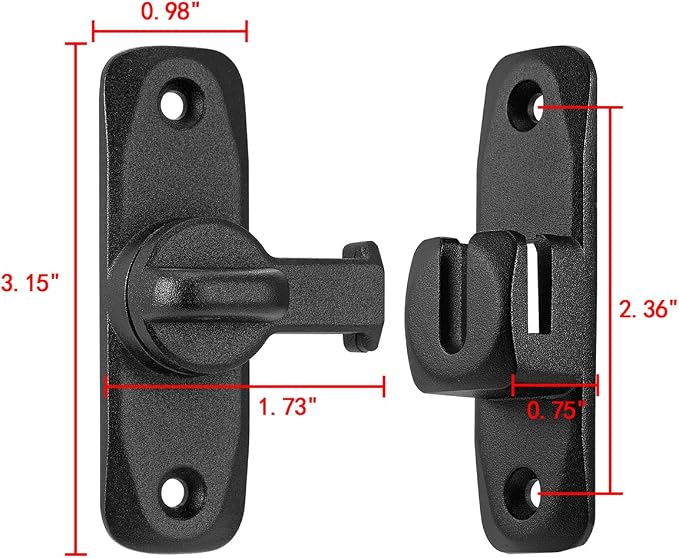 3 Packs Matte Black Barn Door Latches,90/180 Degree Gate Lock_B | Zinc Alloy Right Angle Door Lock Latch,Flip Gate Latches,Sliding Door Latch Lock,for Cabinets,Fence Gates,Pet Cage - Image 2