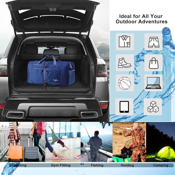 Woogwin Travel Duffel Bag Large Foldable Waterproof Overnight Bag for Beach Swim Bags Pool Sports Gym - Image 6