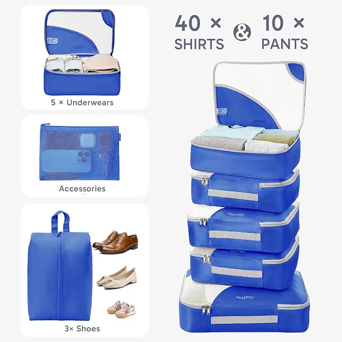 OlarHike 10 Set Packing Cubes for Travel, Gifts for Women Mom,Anti-Tearing Suitcase Organizer with Over 1000 pcs Mesh Holes,Vacation Essentials & Accessories for Cruise Ship - Image 4