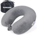 SAIREIDER Travel Pillows for Sleeping Airplane 100% Pure Memory Foam Neck Pillow for Airplanes Washable Cover with Storage Bag (Grey) by SAIREIDER