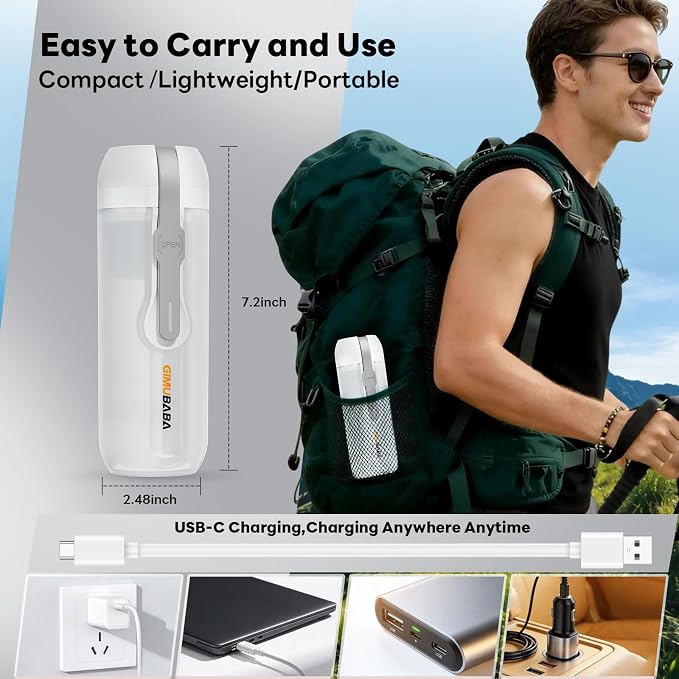 Portable Electric Bidet for Travel with 180° Adjustable Nozzle, Strong Water Pressure- Handheld Rechargeable USB-C Bidet,350ml IPX6 Waterproof Personal Hygiene Cleaner for Postpartum Women, Camping - Image 2