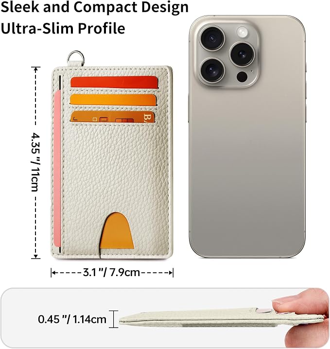 Mayski Slim Wallet, Credit Card Holder for Women, Minimalist Front Pocket RFID Blocking Card Cases, Small Wallet Women Men(Litchi Beige) - Image 8