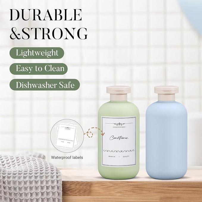 3 PACK Travel Shampoo Bottle, Empty Plastic Squeeze Bottles 6.8oz with Flip Cap, Lotion Container for Toiletries Travel Size Shampoo and Conditioner - Image 2