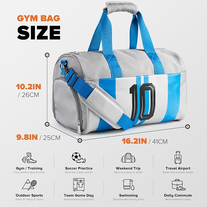 Gym Bag for Men Women, Carry On Sports Duffel Bag for Travel, Soccer Gear Bag with Shoe Compartment - Image 4