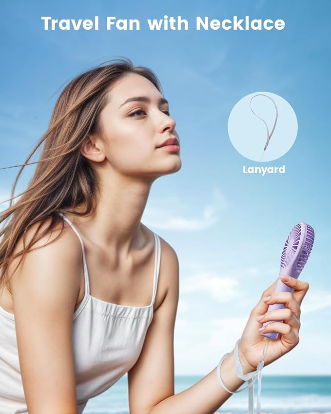 Edvision Portable Mini Fan - Powerful Personal Handheld Fan with 3 Speeds, Cute and Small, USB Rechargeable for Travel/Lash/Makeup/Outdoor/Home,Purple - Image 6