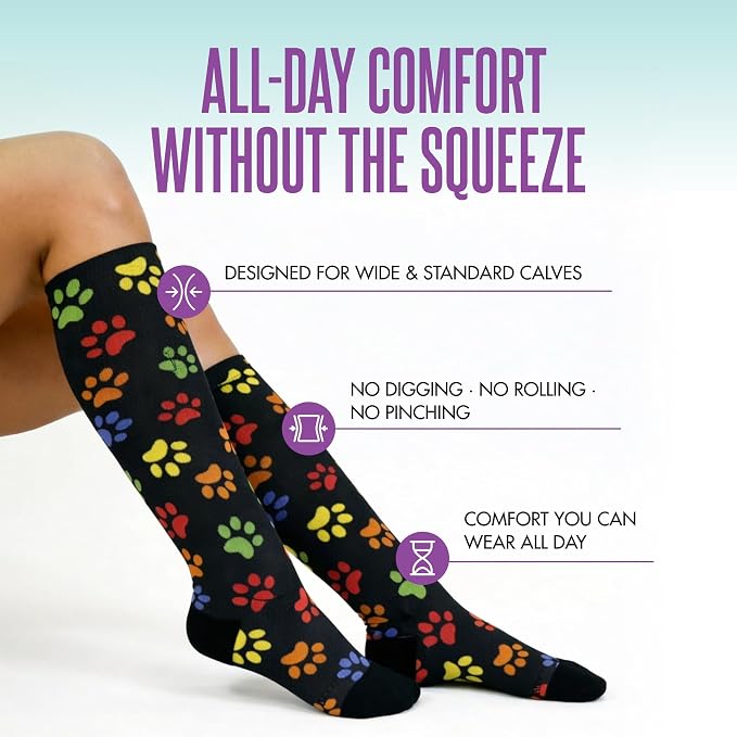 Crazy Compression Socks, Comfortable Support Socks for Recovery, Travel, Hiking, and Long-Hour Comfort w/Fun Designs - Image 2