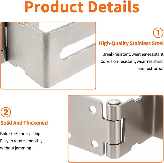 HOWDIA 4 Inch Door Hasp Latch 90 Degree, Stainless Steel Safety Right Angle Padlock Hasp Locking Latch Security Door Clasp Hasp Lock Latch for Push/Sliding/Barn Door, 2mm Thick, Brushed Silver - Image 8