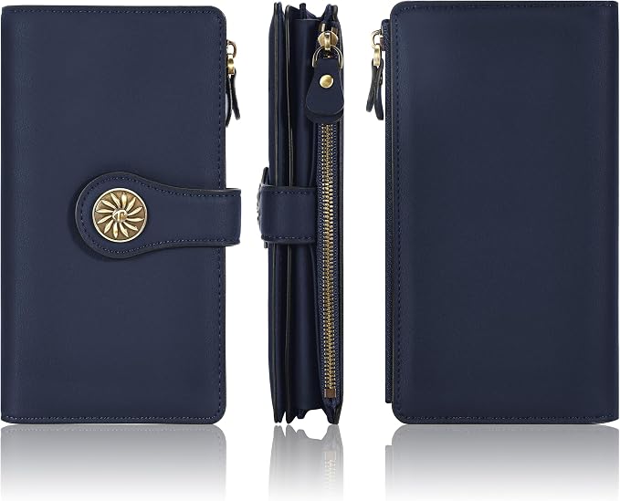 Travelambo Women's Wallet RFID Blocking Trifold Clutch Large Capacity Credit Card Holder Travel Purse - Image 5