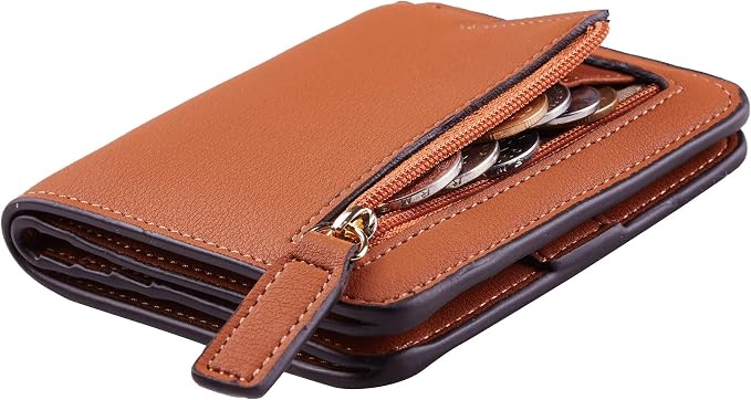 Toughergun Women’s Small Slim Leather Wallet with RFID Protection, Compact Bifold Mini Purse with Clear ID Window by Toughergun