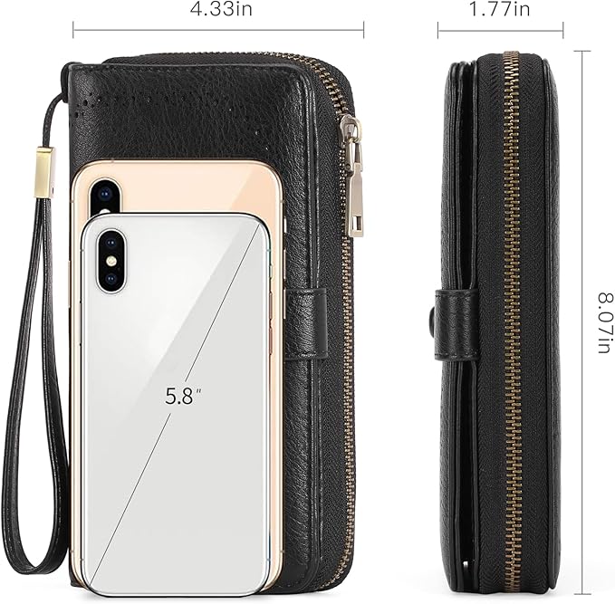 GAEKEAO Leather Credit Card Holder Wallet for Women RFID Blocking Large Capacity Bifold Zipper Card Case Organizer with Wristlet 45 Slots - Image 3
