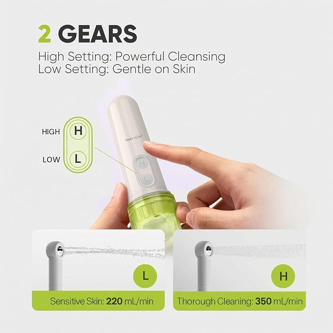 Portable Electric Bidet, Handheld Battery Powered Travel Bidet, Green | 2 Pressure Modes, Waterproof, Foldable, Pocket-Sized, Cordless, Daily Hygiene Cleaning at Home, Camping and Travel - Image 6