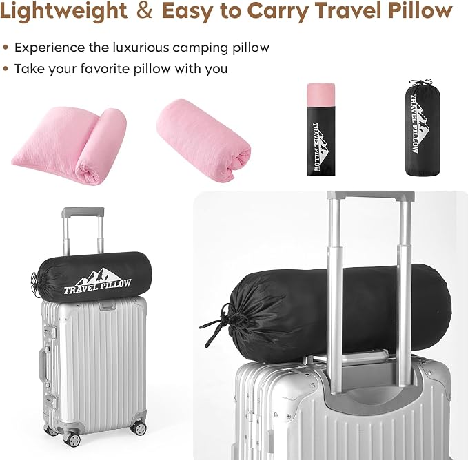 Small Shredded Memory Foam Pillow, Camping Pillow Travel Pillow - Compressible Medium Firm, Breathable Cover, Ideal Backpacking Hiking, Airplane and Car (Apricot Pink, S) - Image 6