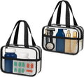 XEWEA 2PCS Small TSA Approved Clear Travel Toiletry Bags for Men Women, | Transparent Makeup Cosmetic Bag with Handle, Waterproof PVC Quart Organizer for Toiletries Airline Essential, Balck by XEWEA