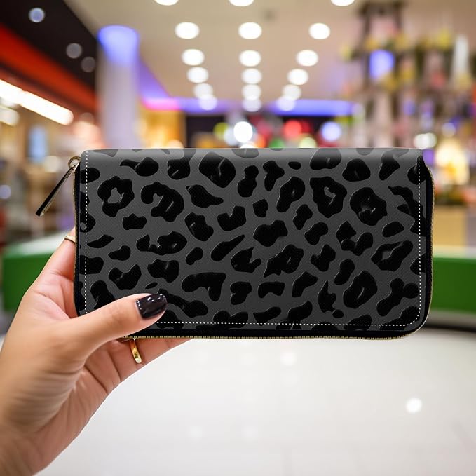 Wallet,Leather Long Wallet Suitable For Ladies And Teenagers - Detachable Wristband + RFID Travel Wallet With Card Slot - Leopard Print - Image 4