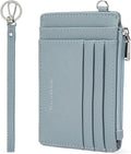 BOSTANTEN Small Wallet For Women RFID Leather Credit Card Holder Slim Wristlet Keychain Wallet With Zipper Pocket | Slim, Wristlet, Zipper Coin Pocket, Pocket-Friendly, Vegan Leather, Minimalist, Gifts, Blue by BOSTANTEN