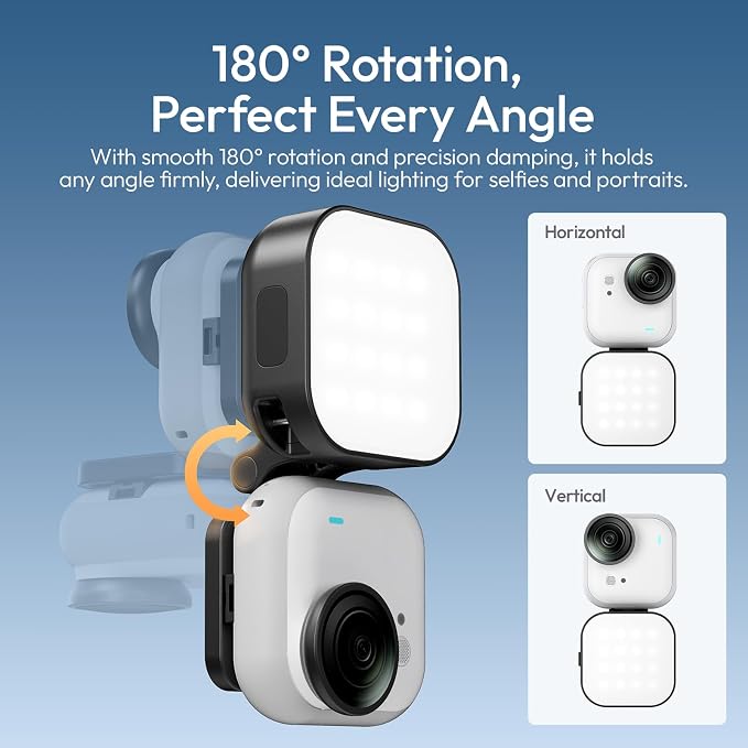 ULANZI IN07 Mini Magnetic LED Fill Light for Insta360 Go Ultra 5600K CRI≥95 | 180° Rotation 3-Stage Brightness 500mAh Rechargeable Waterproof Vlog Video Recording Light With 1/4" Screw for Selfie Stick - Image 3