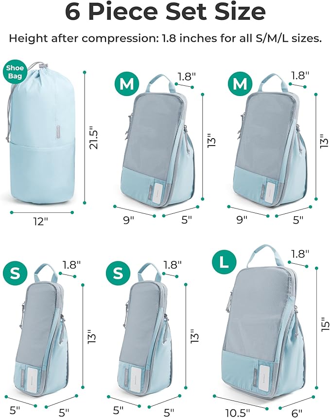 BAGSMART Compression Packing Cubes for Travel Essentials | 14 Set /6 Set /4 Set/2 Set, Lightweight, Durable - Image 3