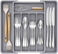 Lifewit Expandable Silverware Drawer Organizer, Kitchen Utensil Tray | BPA-free Plastic Flatware Cutlery Holder, Space-Saving Storage for Spoons Forks Knives, 8.5-14 x 12 x 1.5“, Gray by Lifewit