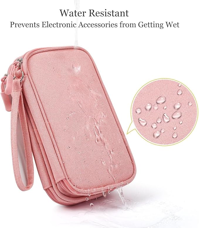 Electronic Organizer Travel Cable Accessories Bag, Electronic Organizer Case, Electronic Accessories Organizer Bag for Power Bank, Charging Cords, Chargers, Mouse, USB Cable, Earphones (Light Pink) - Image 6