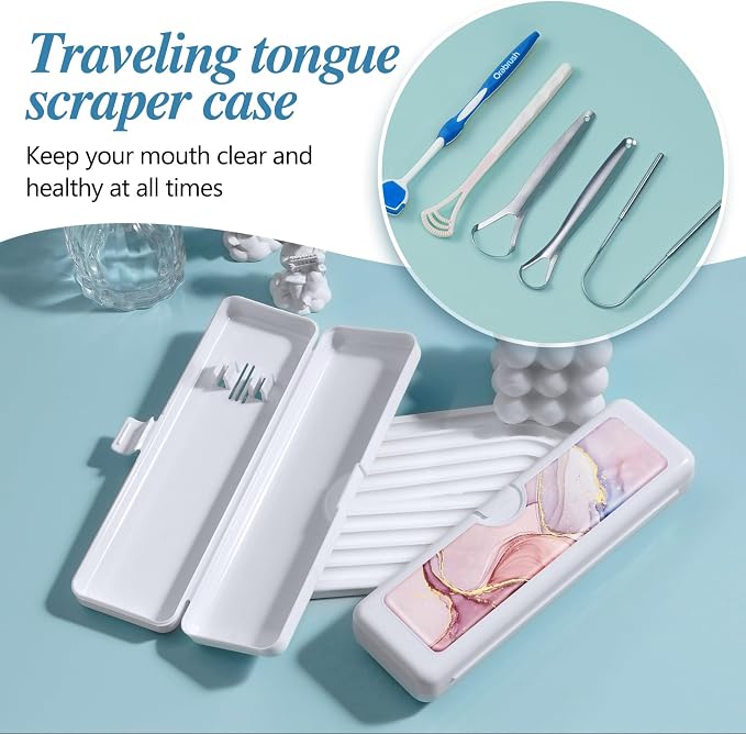 Toothbrush Travel Case - Colorful Pattern, Holder and Covers for Toothbrushes, Includes Tongue Scraper Case - Image 5