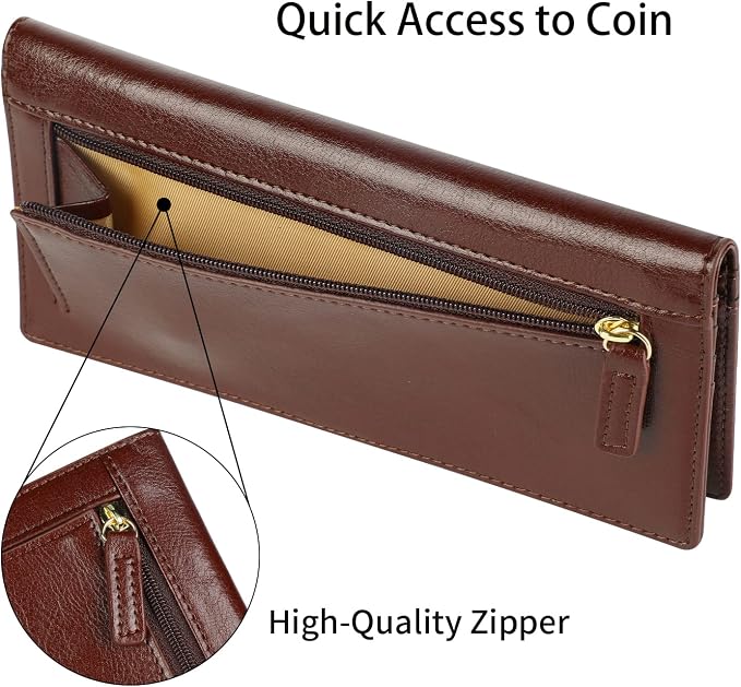 Ultra Slim Thin Leather Women Wallet RFID Blocking Credit Card Holder Bifold Long Ladies Billfold - Image 6