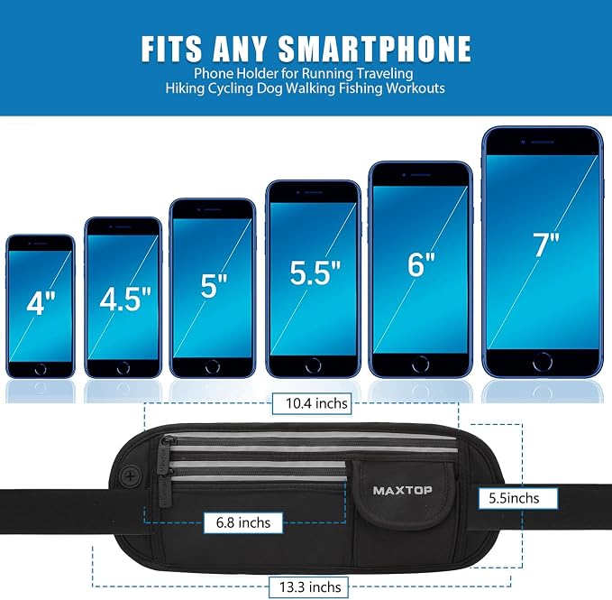 Slim Running Belt Fanny Packs for Women Men, Reflective Waist Pack Phone Holder for Walking Fitness Workout Exercise,Water Resistant Running Travel Belt Bag Jogging Pouch, Gym Accessories for Runner - Image 3