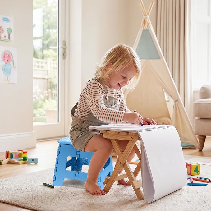 Dyforce Kids Step Stool 9 Inch, 300lbs Folding Step Stool for Toddler | Step stool for Blue,Anti-slip Heavy Duty with Handle, Lightweight Foldable Foot Stool for Bathroom Kitchen Bedroom Outdoor - Image 5