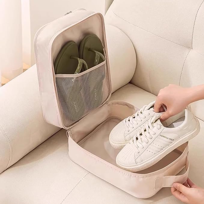 Resdenio 2 Pack Shoe Bags for Travel - Holds 3 Pair of Shoes, Portable Shoes Storage Bag Organizer, Travel Luggage Shoe Organizer for Women and Teenager (Beige) - Image 2